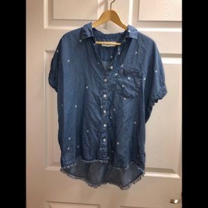 Jean star button up shirt Medium